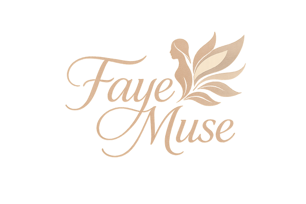 Faye Muse Logo in Rose Gold, Cream, and Taupe